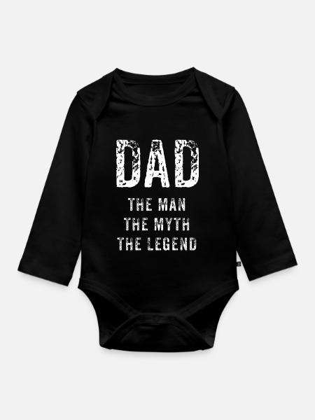 Dad – The Legend - Organic Longsleeve Baby Bodysuit - black