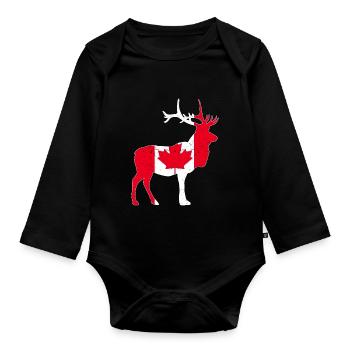 Kanadischer Elch - Baby Bio-Langarm-Body - Schwarz - Vorne