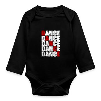 Dancing dancer dancer music - Organic Longsleeve Baby Bodysuit - black - Front