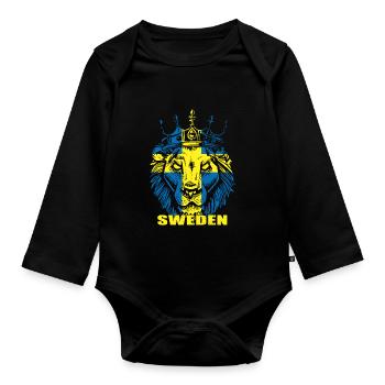 Drapeau de la Suède lion - Body Bébé bio manches longues - noir - Devant