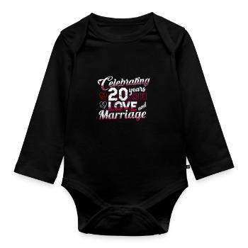 Anniversaire de mariage 20 ans marié - Body Bébé bio manches longues - noir - Devant
