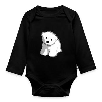 Ours mignon animal - Body Bébé bio manches longues - noir - Devant