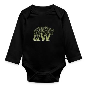 Forêt d'ours - Body Bébé bio manches longues - noir - Devant