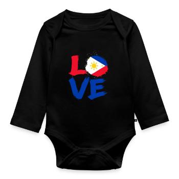Philippinen - Baby Bio-Langarm-Body - Schwarz - Vorne