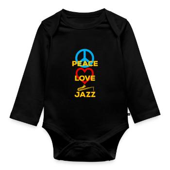 Peace Love Jazz - Baby Bio-Langarm-Body - Schwarz - Vorne