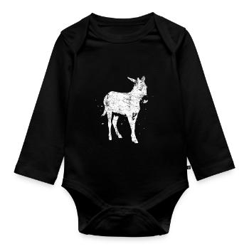 Esel Bauernhof - Baby Bio-Langarm-Body - Schwarz - Vorne