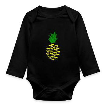 Âne ananas - Body Bébé bio manches longues - noir - Devant
