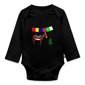 Âne mexicain - Body Bébé bio manches longues - noir - Devant
