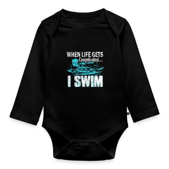 Natation Nageuse - Body Bébé bio manches longues - noir - Devant