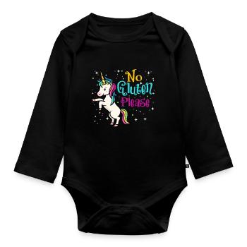 No Gluten Please - Baby Bio-Langarm-Body - Schwarz - Vorne
