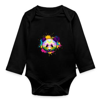 panda - Body Bébé bio manches longues - noir - Devant
