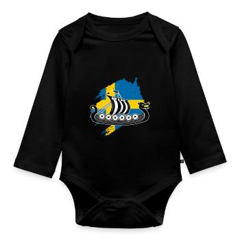 Schweden Wikinger - Baby Bio-Langarm-Body - Schwarz - Vorne