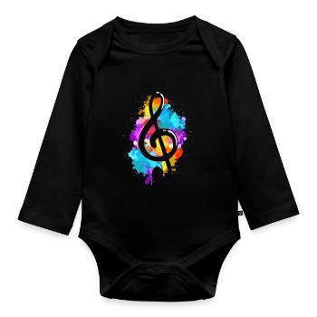 Clé de musique - Body Bébé bio manches longues - noir - Devant