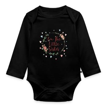I'm The Little Sister - Organic Longsleeve Baby Bodysuit - black - Front