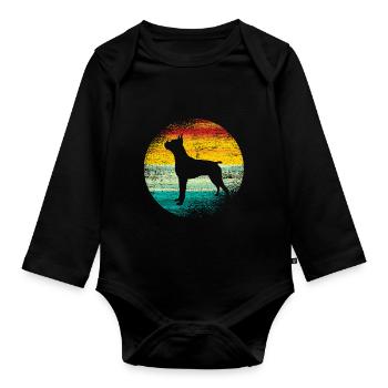 Boxer - Body Bébé bio manches longues - noir - Devant