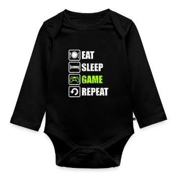 Gaming Gamer Game - Baby Bio-Langarm-Body - Schwarz - Vorne