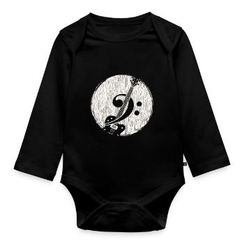 Guitare basse - Body Bébé bio manches longues - noir - Devant