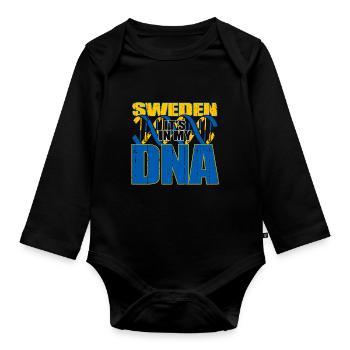 Schweden Schwedisch Flagge DNA - Baby Bio-Langarm-Body - Schwarz - Vorne