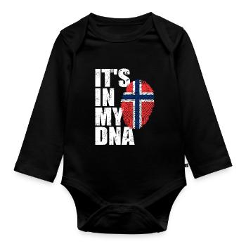Norway Norwegian Norwegian flag DNA - Organic Longsleeve Baby Bodysuit - black - Front