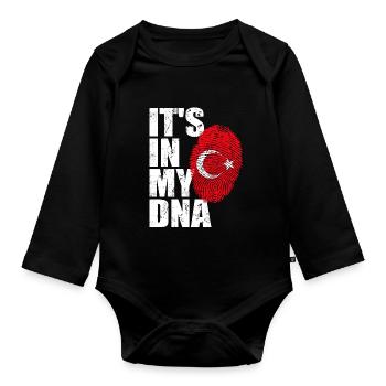 Türkei Türke Türkisch Flagge DNA Fingerabdruck - Baby Bio-Langarm-Body - Schwarz - Vorne