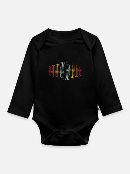 Trompete - Baby Bio-Langarm-Body - Schwarz