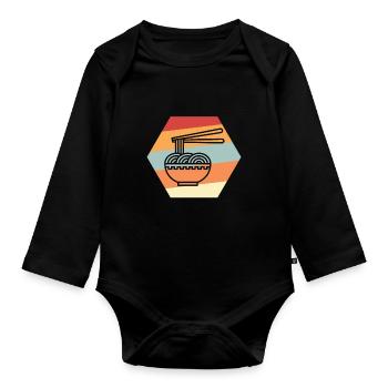 Ramen Japaner - Baby Bio-Langarm-Body - Schwarz - Vorne