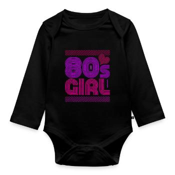 Fille des années 80 - Body Bébé bio manches longues - noir - Devant