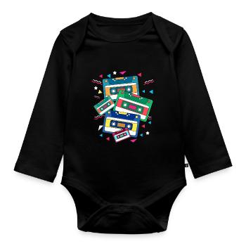 80s music genre - Organic Longsleeve Baby Bodysuit - black - Front