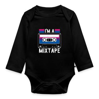 Je suis un Mixtape Bisexuel Bi Fier Mois Homme Femme - Body Bébé bio manches longues - noir - Devant