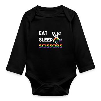 Eat Sleep Scissors Scheren Lesbisch Lesbian LGBT F - Baby Bio-Langarm-Body - Schwarz - Vorne