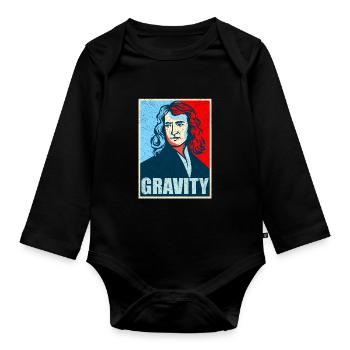 Isaac Newton - Baby Bio-Langarm-Body - Schwarz - Vorne
