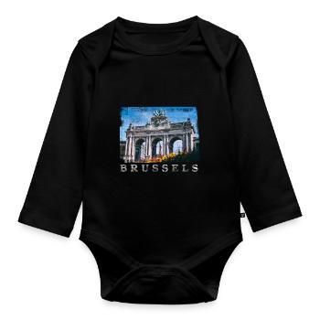 | Brüssel Cinquantenaire - Baby Bio-Langarm-Body - Schwarz - Vorne