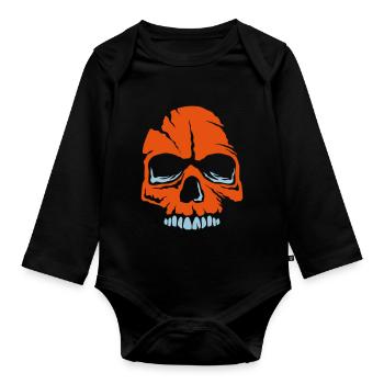 skull skull halloween drawing 5129 - Organic Longsleeve Baby Bodysuit - black - Front