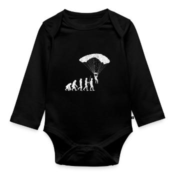 Paragliding evolution - Organic Longsleeve Baby Bodysuit - black - Front