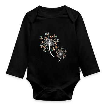 Chicken pusteblume farmer - Organic Longsleeve Baby Bodysuit - black - Front