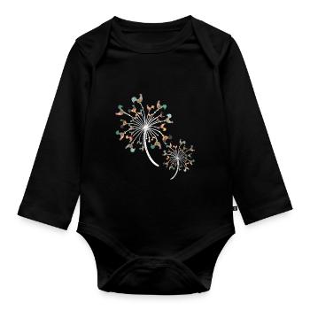 Chicken pusteblume - Organic Longsleeve Baby Bodysuit - black - Front