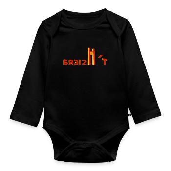 Clear Breizh'T text - Organic Longsleeve Baby Bodysuit - black - Front