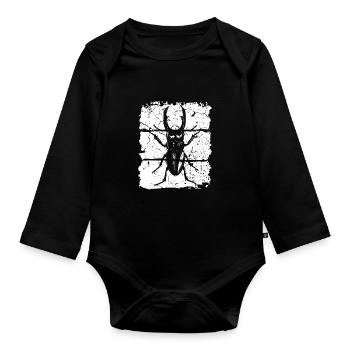 Stag beetle insect - Organic Longsleeve Baby Bodysuit - black - Front