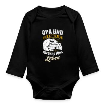 Opa und Enkel - Baby Bio-Langarm-Body - Schwarz - Vorne