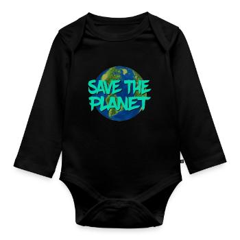 Save the Planet - Baby Bio-Langarm-Body - Schwarz - Vorne