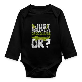 Krokodil Afrika - Baby Bio-Langarm-Body - Schwarz - Vorne