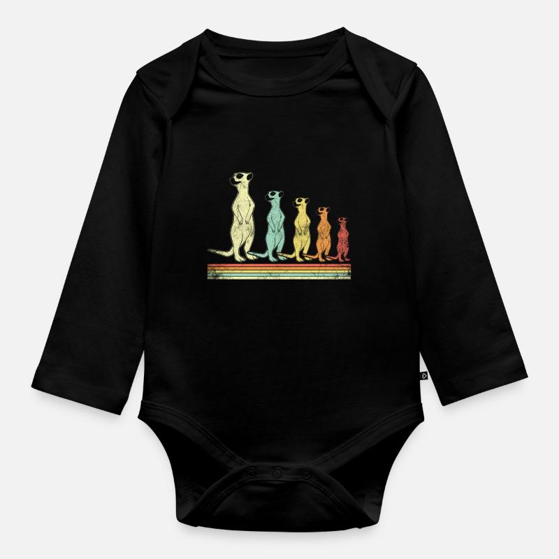 Retro Erdmännchen - Baby Bio-Langarm-Body - Schwarz