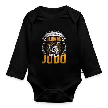 Judo Rentner SPort - Baby Bio-Langarm-Body - Schwarz - Vorne