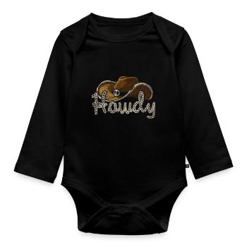 Chapeau de Cowboy Cowboy Far West - Body Bébé bio manches longues - noir - Devant