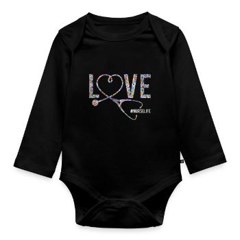 Nurse geriatric nurse - Organic Longsleeve Baby Bodysuit - black - Front