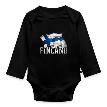 Finlande - Body Bébé bio manches longues - noir - Devant
