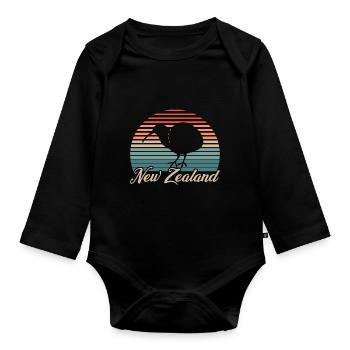 Routard néo-zélandais néo-zélandais - Body Bébé bio manches longues - noir - Devant