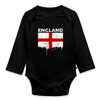 Union Jack - Organic Longsleeve Baby Bodysuit - black - Front
