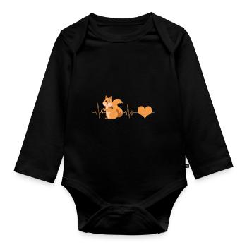 Squirrel heartbeat - Organic Longsleeve Baby Bodysuit - black - Front