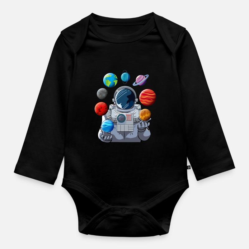Jongleur planète astronaute - Body Bébé bio manches longues - noir